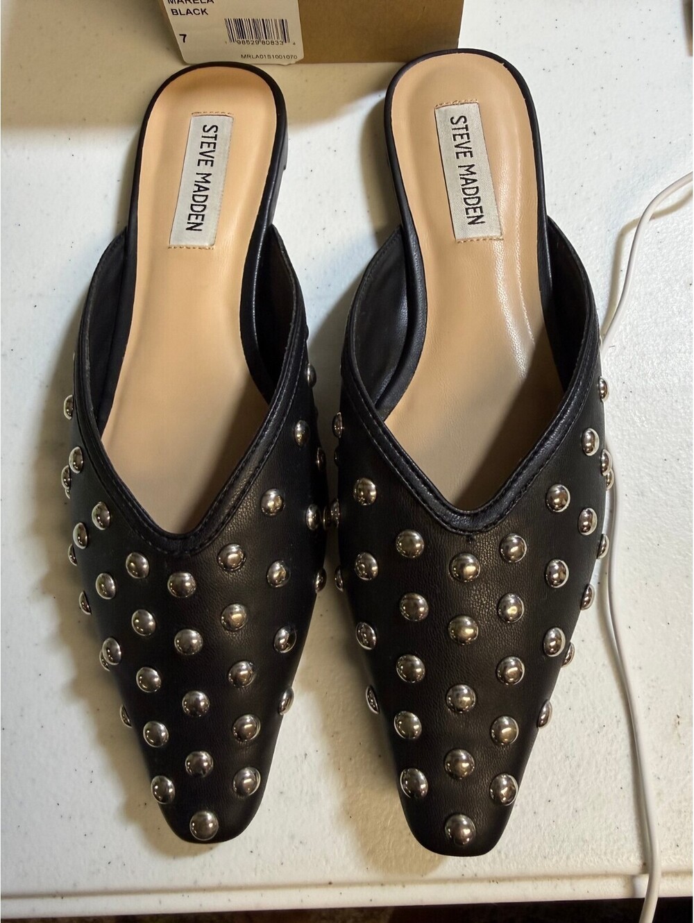 Steve Madden Black Studded Slip-On Flats Size 7